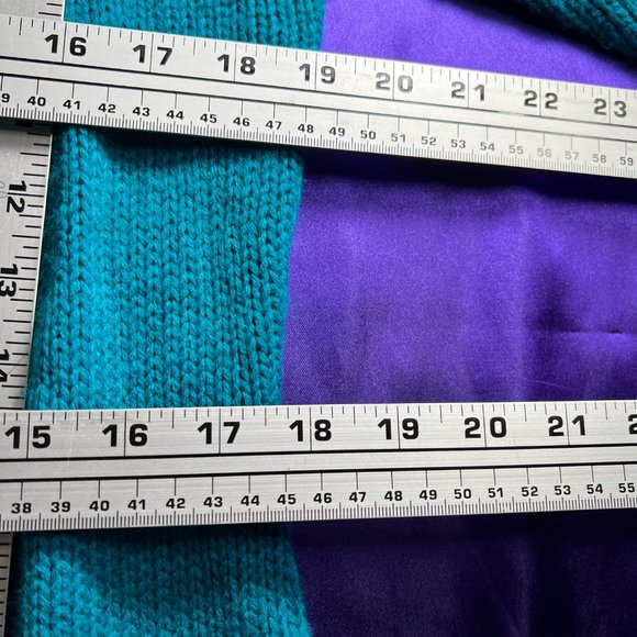 πCarol Rose Turquoise 2-Way Zipper Acrylic Cable Pattern Long Sleeves Cardigan - Picture 12 of 16